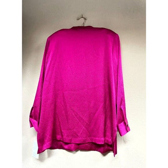 Elana by Tanner Women's Textured Silk Blazer Size 14 Mandarin Collar Pink New - Picture 2 of 9